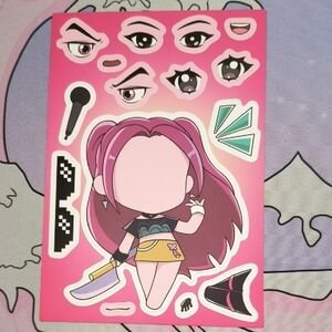 Pink Character Sticker Sheet Kpop Demon Hunters Mira